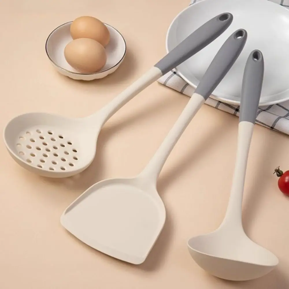 Dual Color Spatula Set Silicone Long Handle Kitchen Utensil Set Soup Spoon Heat-resistant Cooking Tool
