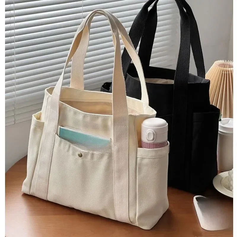 Large Capacity Women\'S Handbag Canvas Shoulder Bag Fashion Casual Student Commuter Tote Bag Shopping Bag Versatile Storage Bag