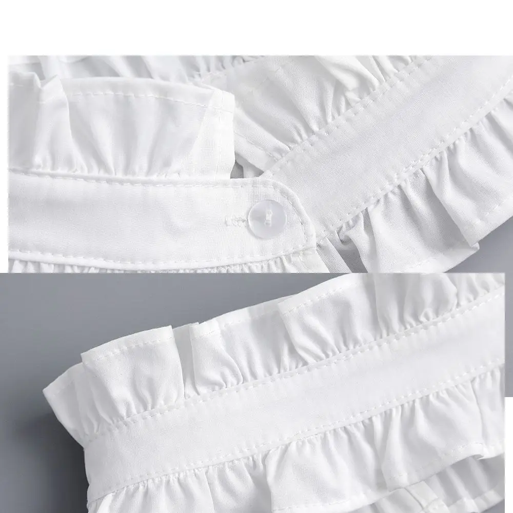 1 set French Style Fake Faux Collar Detachable Ruffled Edge Stand Collar Adjustable Feature Pleated Design Ruffled Sleeve