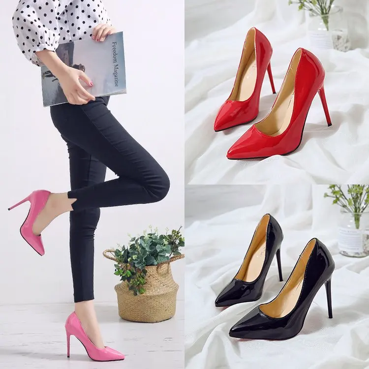 

Large Size High Heels Women's Thin Heel cm Sexy Red Maid of Wedding oes Pointed Toe Ceremony Bla High Heels