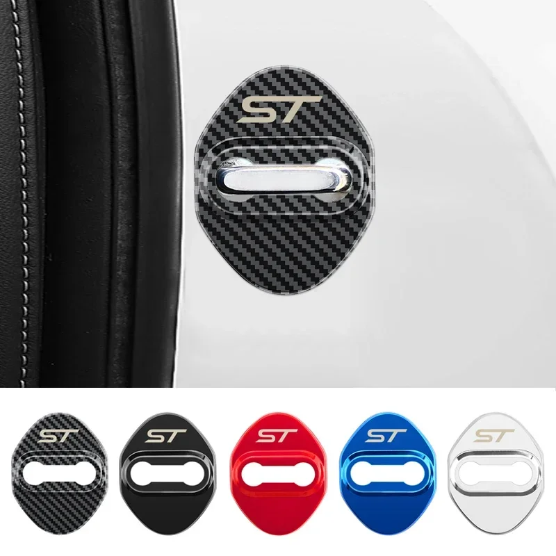 4 Uds. De pegatinas de cubierta de cerradura de puerta de coche de Metal, accesorios para FORD ST Focus x 2 3 Kuga FIESTA MONDEO VIGNALE ECOBOOST KUGA Car