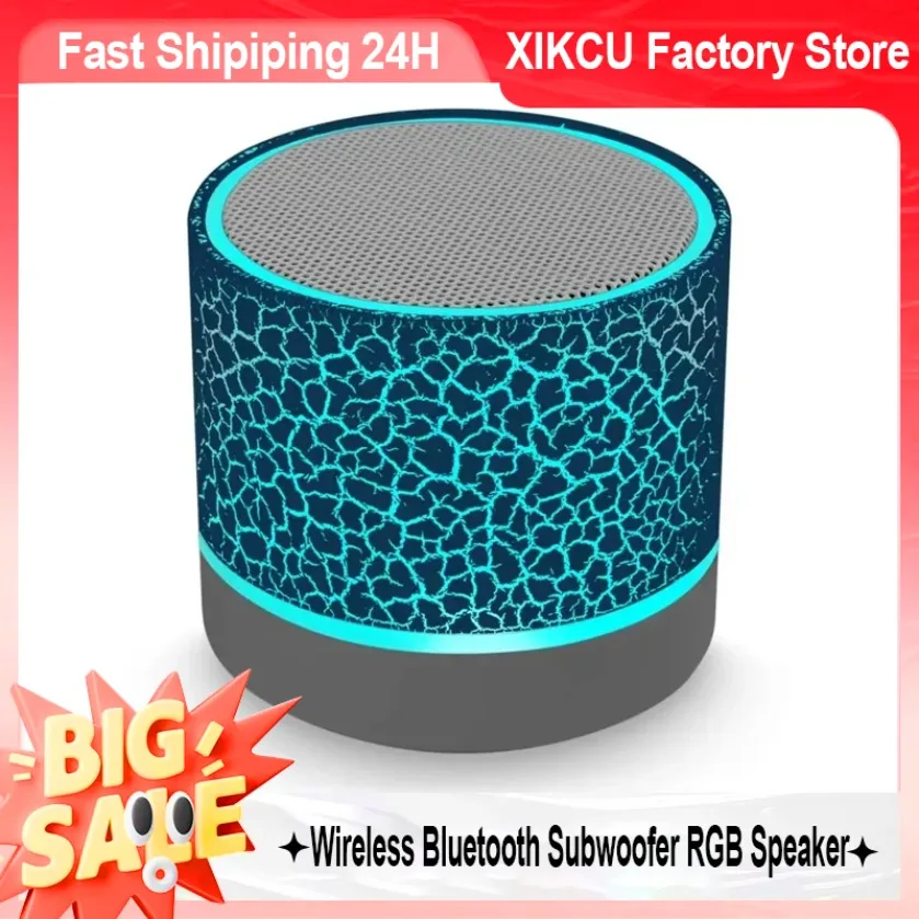 XIKCU Mini Portable Sound Box Music Car Audio Dazzling LED Wireless Bluetooth Subwoofer RGB Speaker TF Card Small Steel Cannon