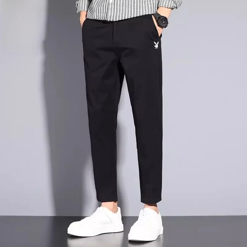 

Men's Casual Pants Bla Spring New Sle Trendy Slim Fit Nine Points Long Pants Youthful Vitali Cotton Polyester E...