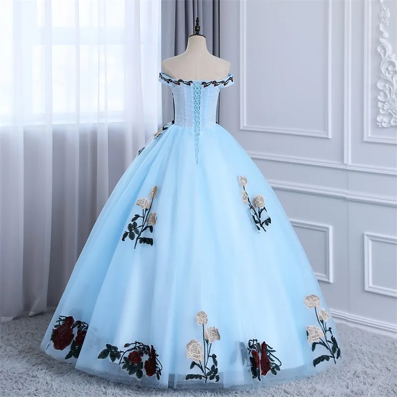 2024 New Sweet Vestidos Quinceanera Dresses Luxury Flower Off The Shoulder Party Gown Formal Dress Real Photo Ashley Gloria