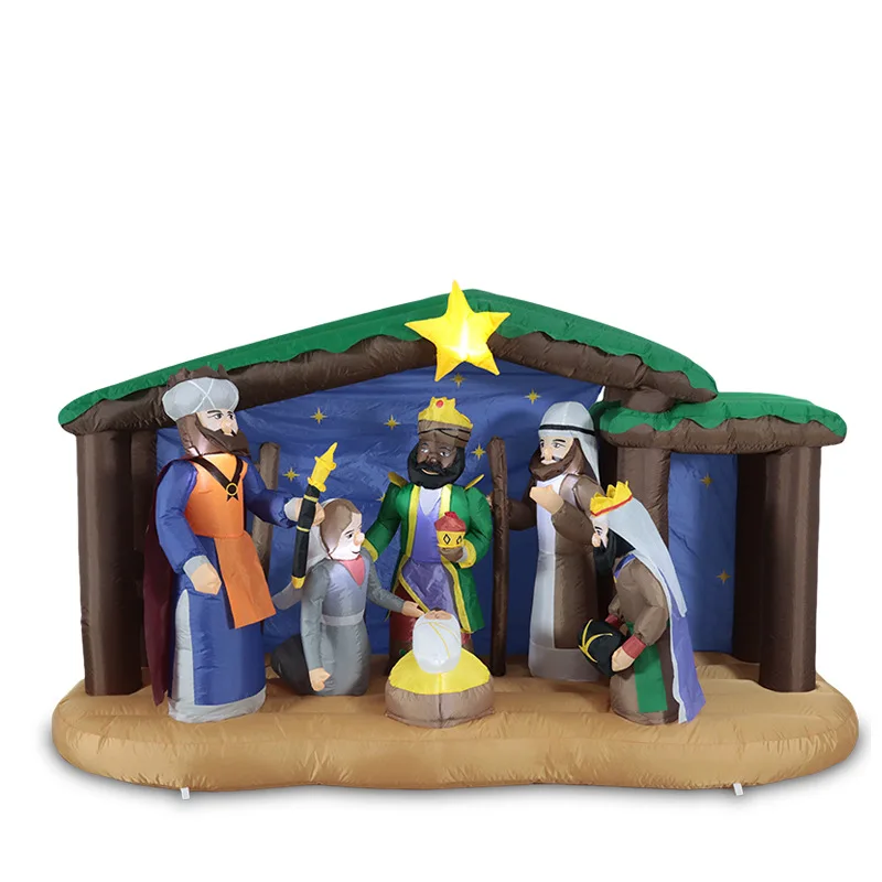 LED Lit Inflatable Nativity Manger Outdoor Christmas Religious Yard Party Decoration