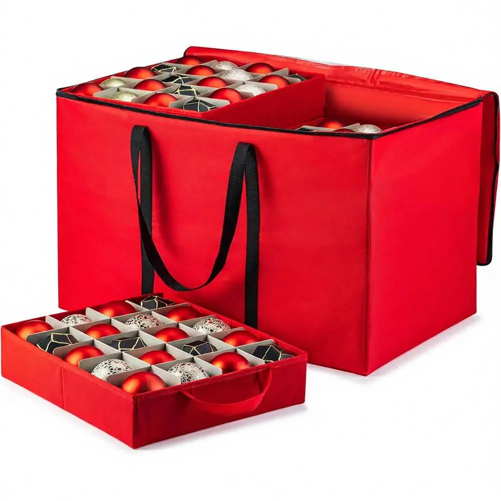 

Ornament Storage Box, 200 3 Ornaments, Individual Trays, Tear Resistant 600D Fabric, Organizer