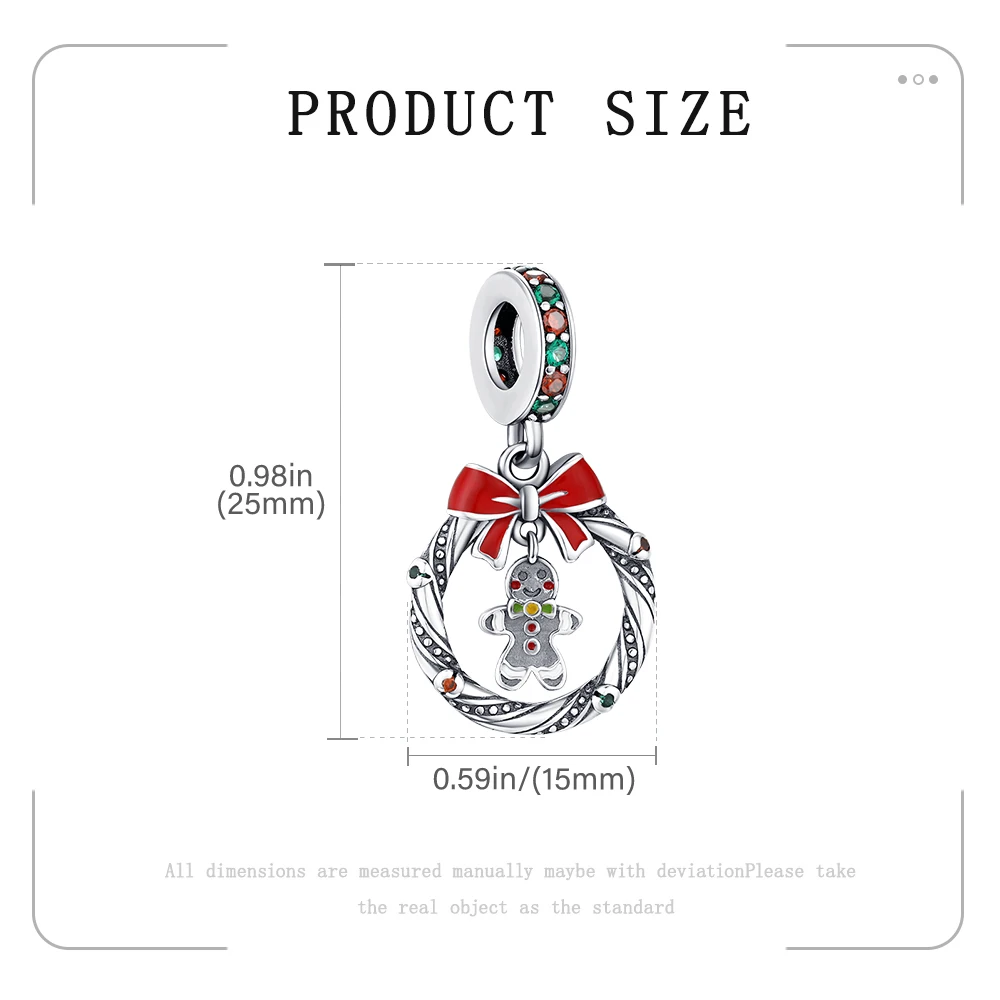 Neue 925 Sterling Silber Charms Weihnachts-Lebkuchenmann Anhänger Passend für Original-Armbänder DIY Schmuck Outfit Geschenk für Frauen – Detail 4