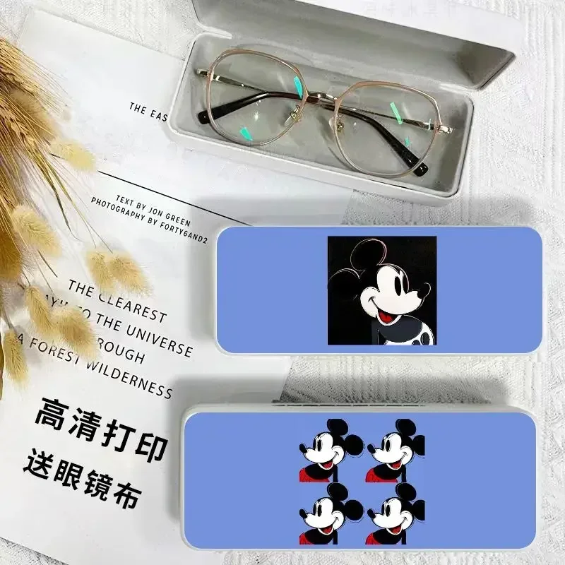 Kotak penyimpanan portabel, kotak kaca mata kartun murid Disney Mickey, animasi perifer, lucu kreatif, sederhana high-end, grosir