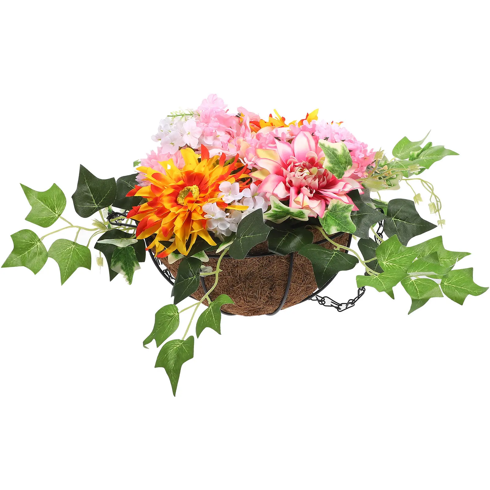 

Simulation Flowers in Hanging Basket Artificial Flower Basket Decor for Home Office Wall Decoration Vivid Natural Floral