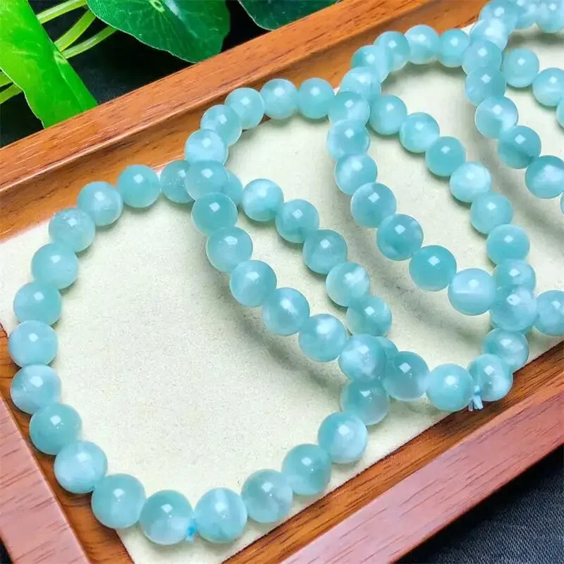 Natural Green Larimar Bracelet Round Bead Crystal Reiki Healing Stone Fashion Female Jewelry For Women Gift 1pcs 10mm