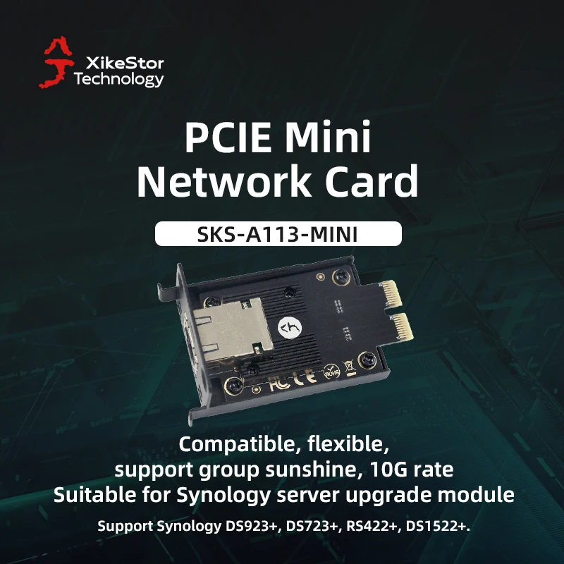 XikeStor PCIE Mini Netwerkkaart Ondersteuning Synology DS923+,DS723+,RS422+,DS1522+ Server Ppgrade Module