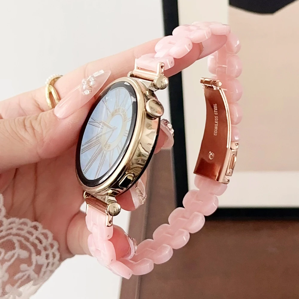 18 20mm 22mm Women Resin Band for Huawei Watch GT 4 41mm 46mm 4/4pro Luxury Slim Bracelet for Galaxy 6 5 4 44mm 40mm Girls Strap