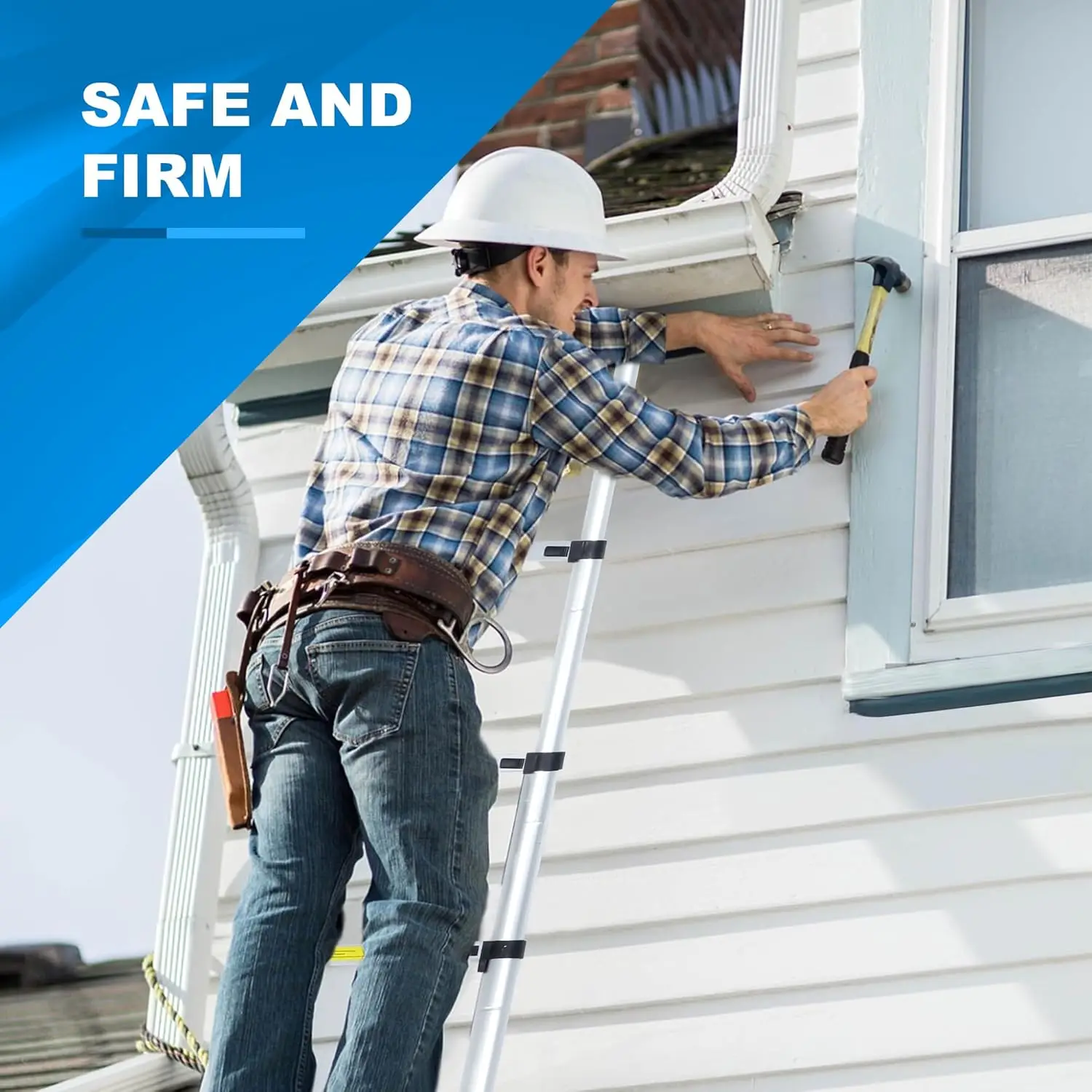 سلم تصغير بطول 20.3 قدم مع خطافات، وصلة قابلة للطي متعددة الأغراض قابلة للتعديل مع مثبتات وعجلات، شديدة التحمل 330