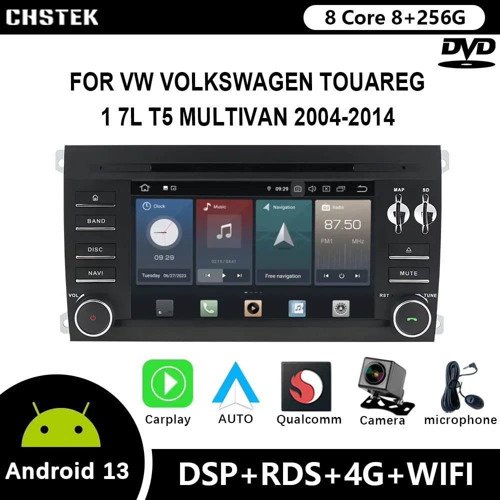 

CHSTEK Android 12 для VW Volkswagen Touareg 1 7L T5 Multivan 2004-2014 автомобильное радио Qualcomm DVD GPS CarPlay WIFI 4G Bluetooth DSP