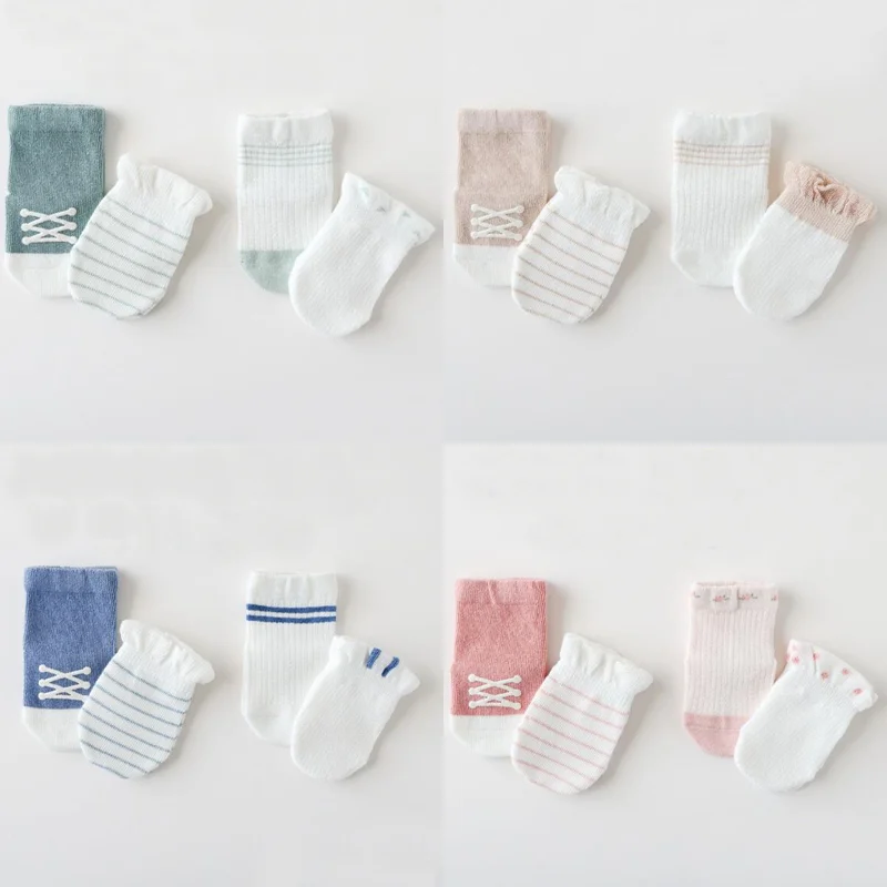 2Pair socks+2Pair gloves New Boys and Girls Baby Sock Set