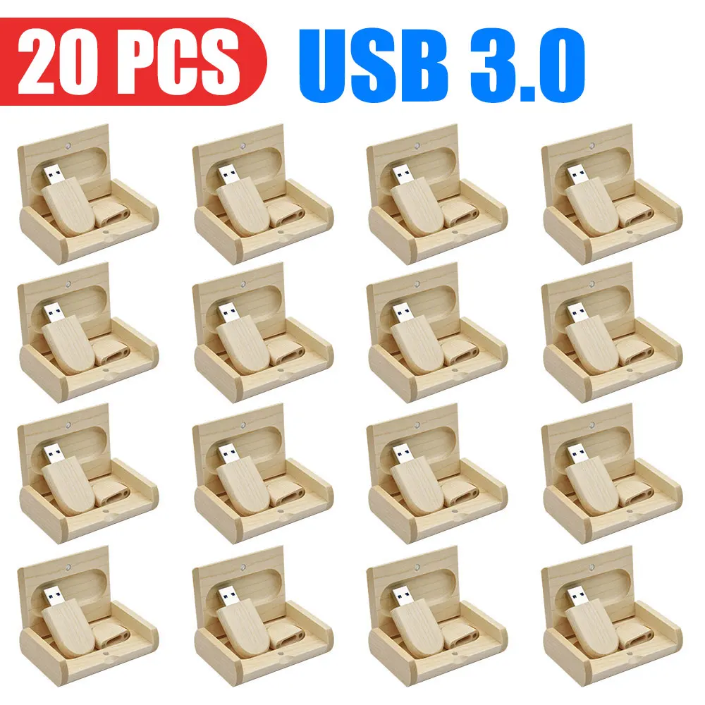 

20pcs/Lot Wooden USB Flash Drive 3.0 High Speed Pendrive 4GB 8GB 16GB 32GB 64GB 128GB Memory Stick Free logo Wedding Gift