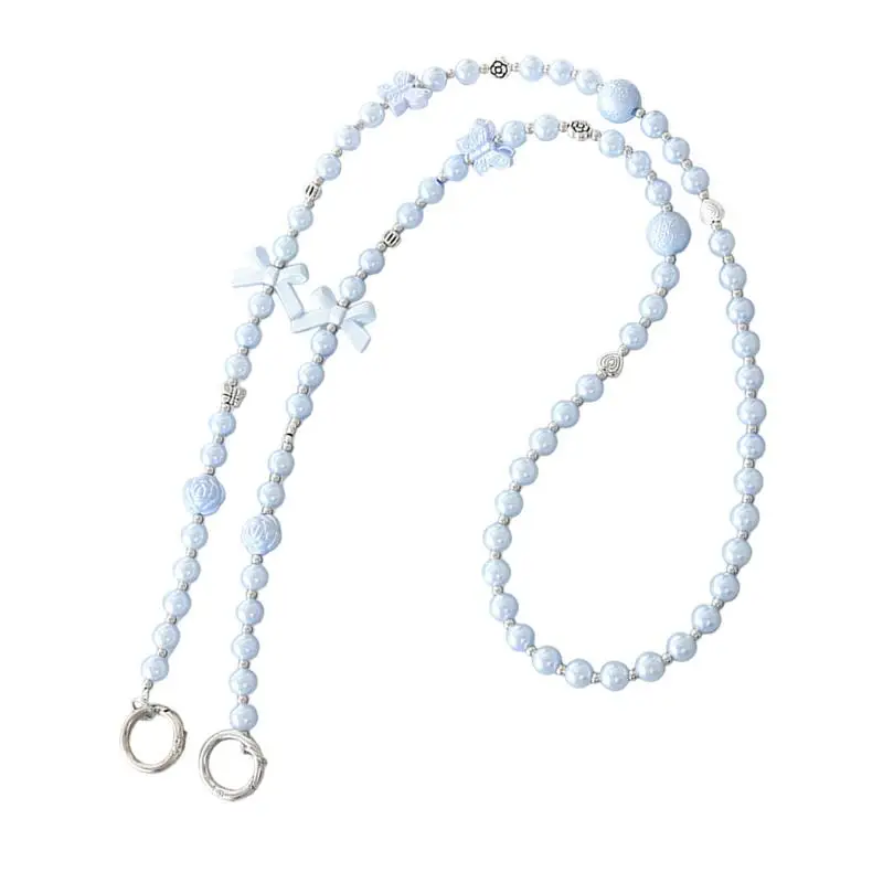 Purse Pearl Bead Strap Charm Chain Strap Pearl Beaded For Purse And Doll Anti-Theft Shoulder Bag Strap Replacement For Women