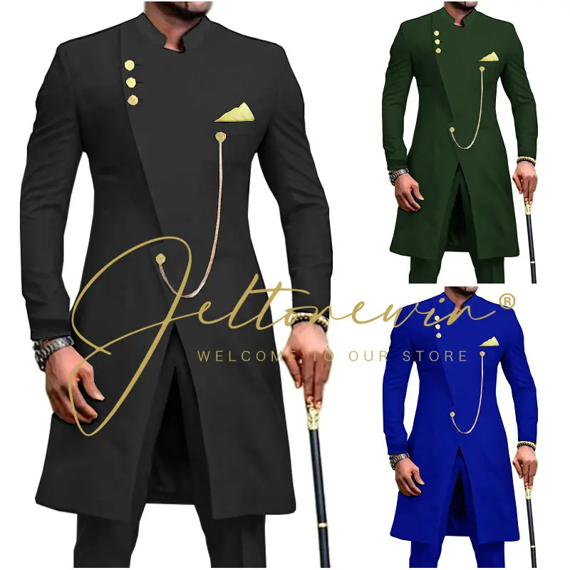 

2023 Fashion African Design Slim Fit Men Suits For Wedding Groom Tuxedos Black Bridegroom Suits Best Man Prom Party Blazer