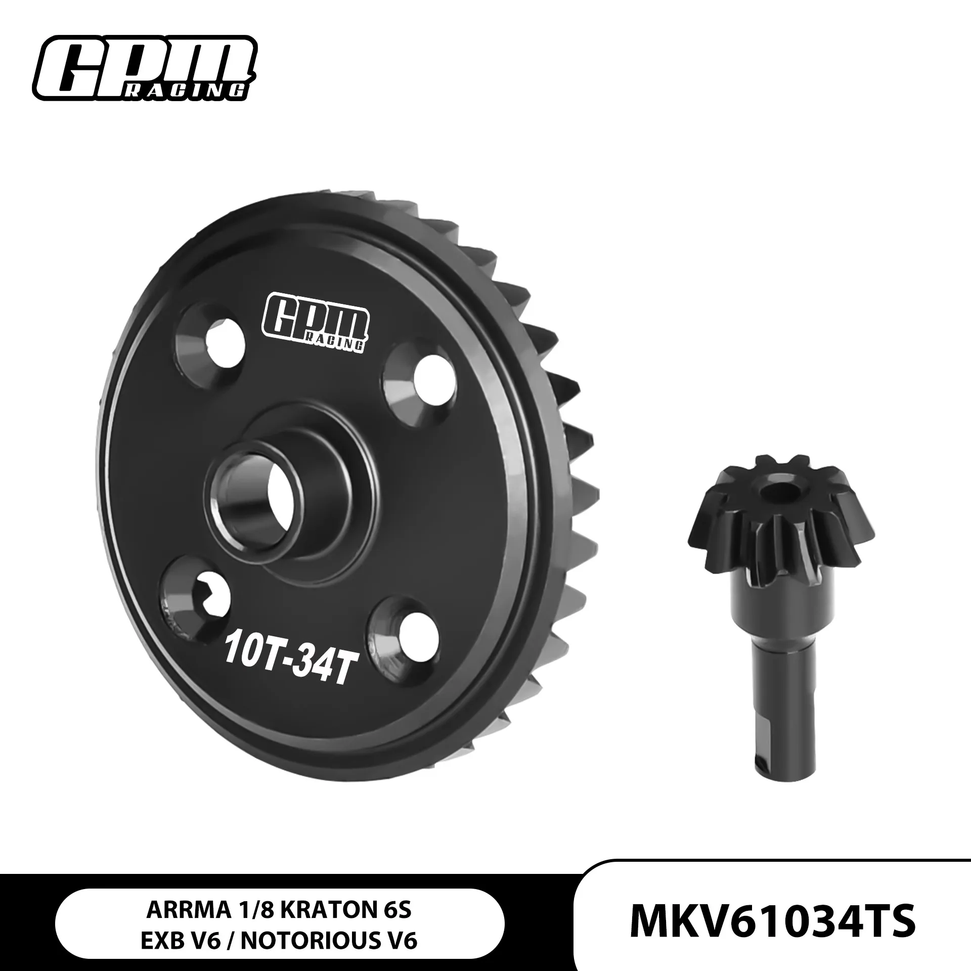 

ARRMA 1/8 Kartun Wandering V6 EXB Carbon Steel Front/Rear Differential Gear 10T/34T/M1.3 Increased Modulus