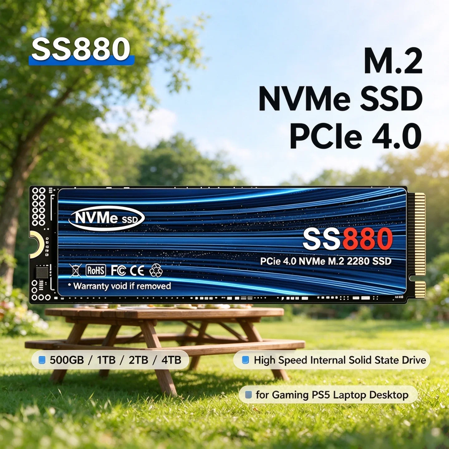 M.2 2280 SS880 500GB 1TB 2TB 4TB NVMe SSD PCIe 4.0x4 TLC 3D NAND Gaming Solid State Drive for Desktop Laptop PS5 PC Original New