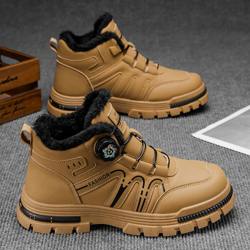 

Мужская зимняя удобная модная повседневная уличная износостойкая хлопковая теплая обувь больших размеров, молодежная рабочая обувь на нескользящей мягкой подошве