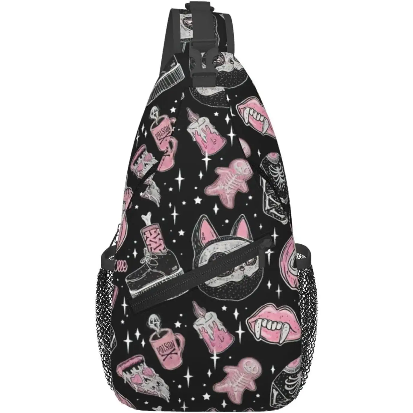 

Halloween Pumpkin Cat Print Sling Bag Crossbody Backpack For Women Men Hiking Travel Over The Shoulder Multipurpose Bag