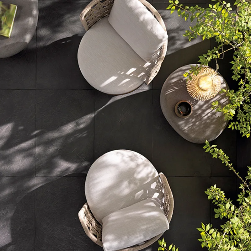 أريكة في الهواء الطلق الروطان فناء حديقة منحني مستدير شرفة واحدة خشب متين مصمم في الهواء الطلق فيلا كرسي الروطان الأثاث