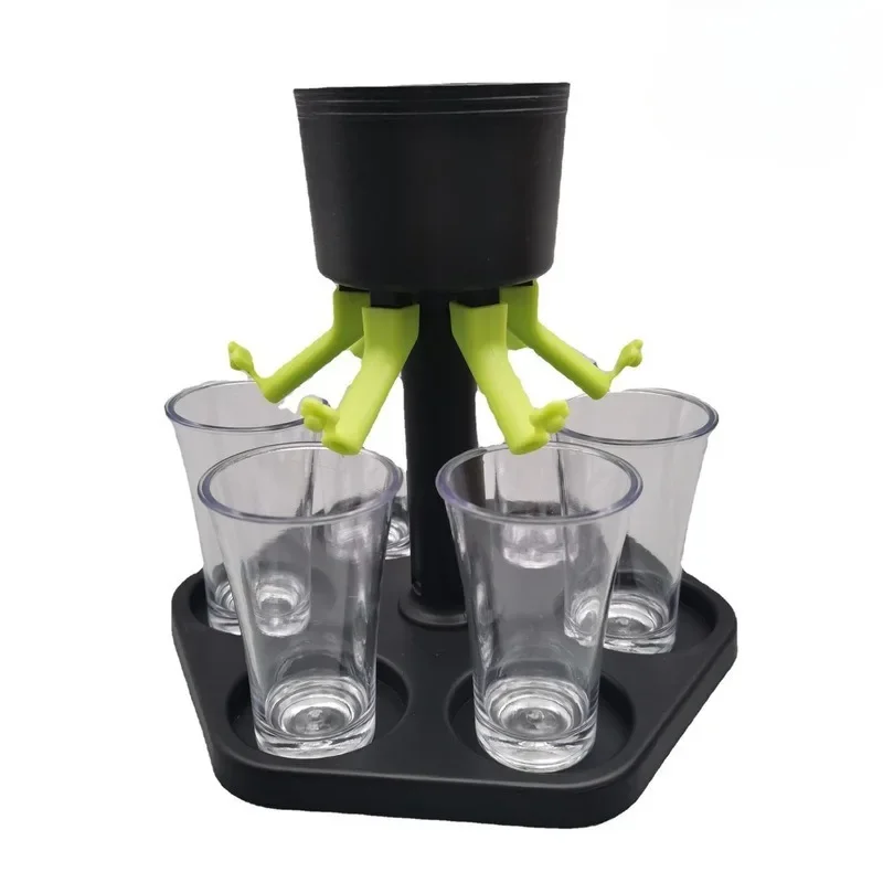 1 Set Liquor Dispenser 6 Shot Automatic Glass Wine Whisky Beer Dispenser Holder Drinking Home Party Bar Wine Separator Glasses