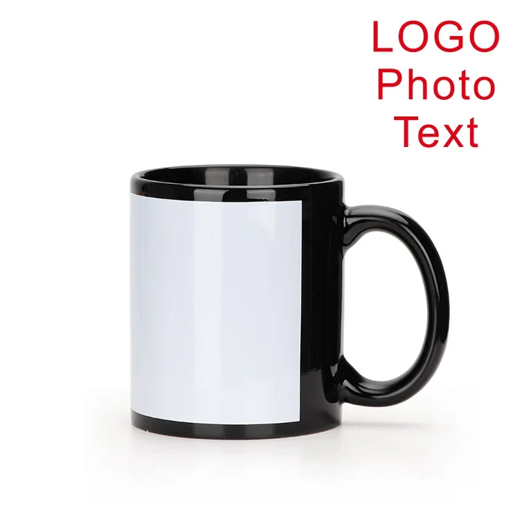 Black Cup DIY LOGO Ceramic 350ML Mug Customize Print Your Photo Picture Pattern Personalized Gift for Tea Coffee Milk