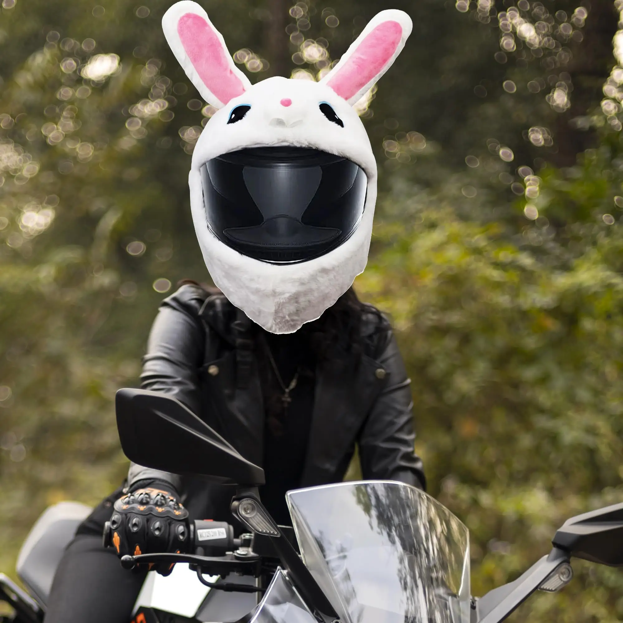 

1 PC Moto cartoon rabbit helmet ornament set animal mask motorcycle accessories cartoon rabbit