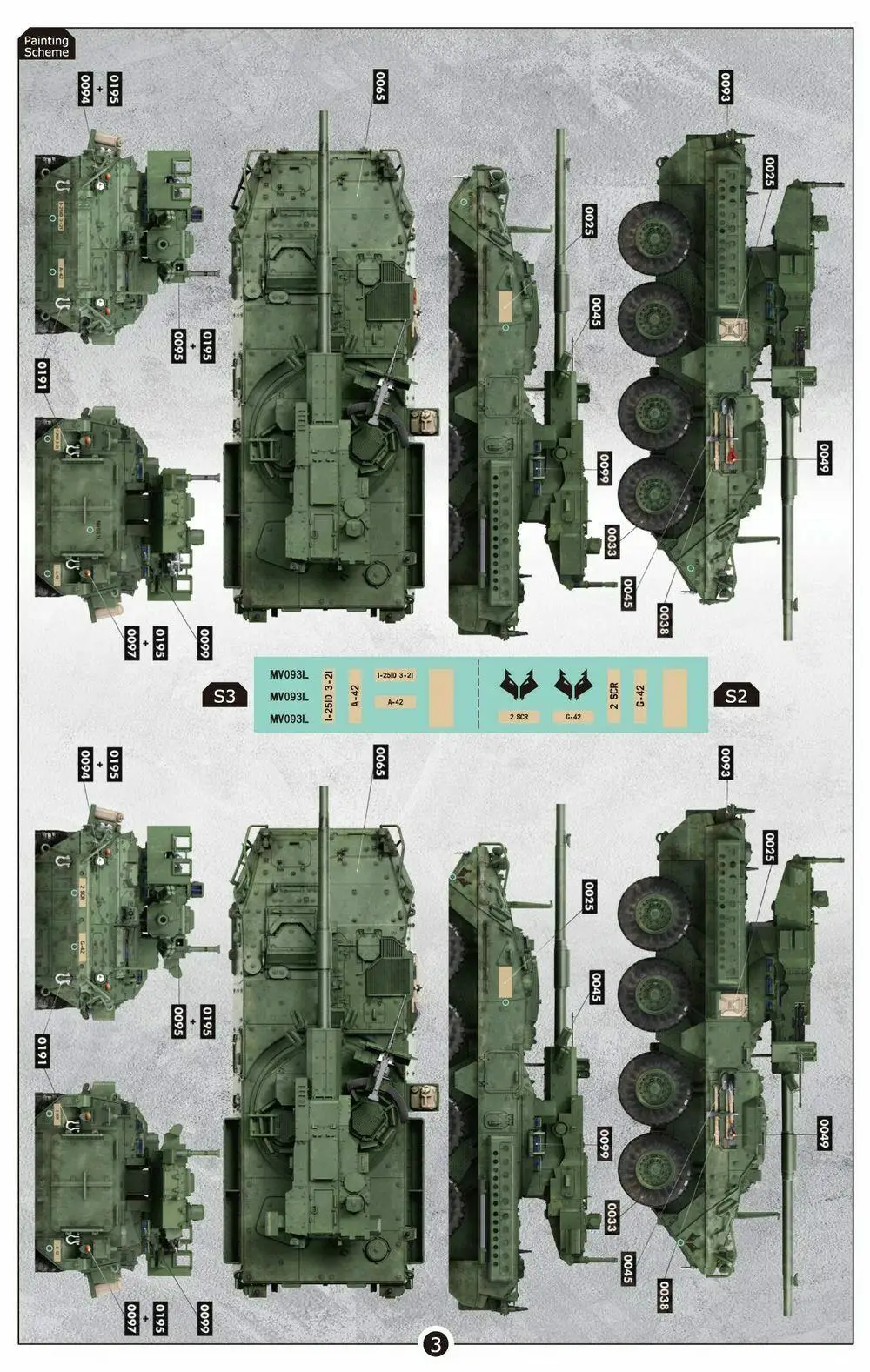 모바일 건 시스템 탱크 모델 업그레이드 조립 모델, 3R 모델 변환 TK7009 1/72 스트라이커 M1128 MGS