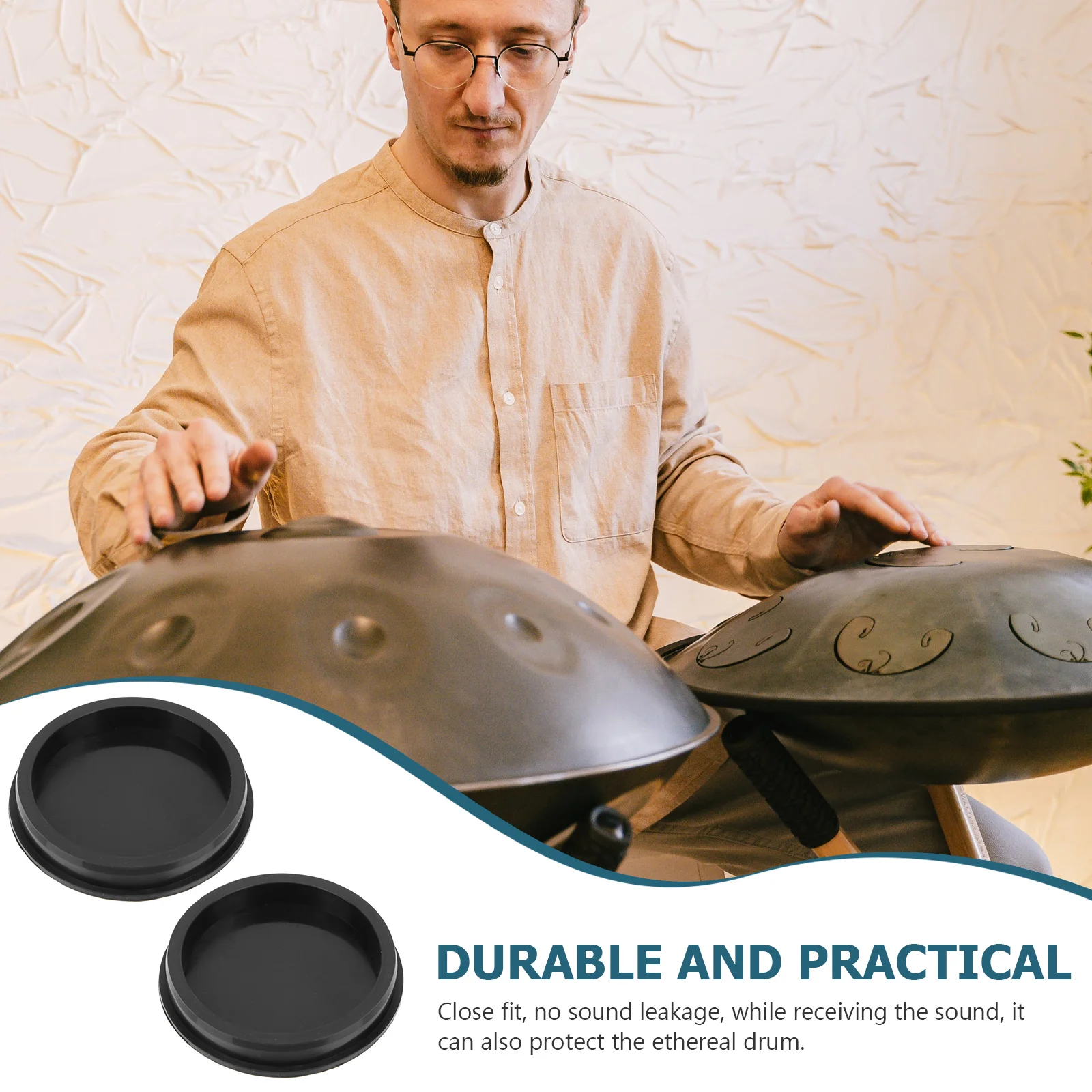 

2Pcs Ethereal Drum Accessories Durable Silicone Back Cover Sound Receiving Rear Cover Simple Structure Practical Gift