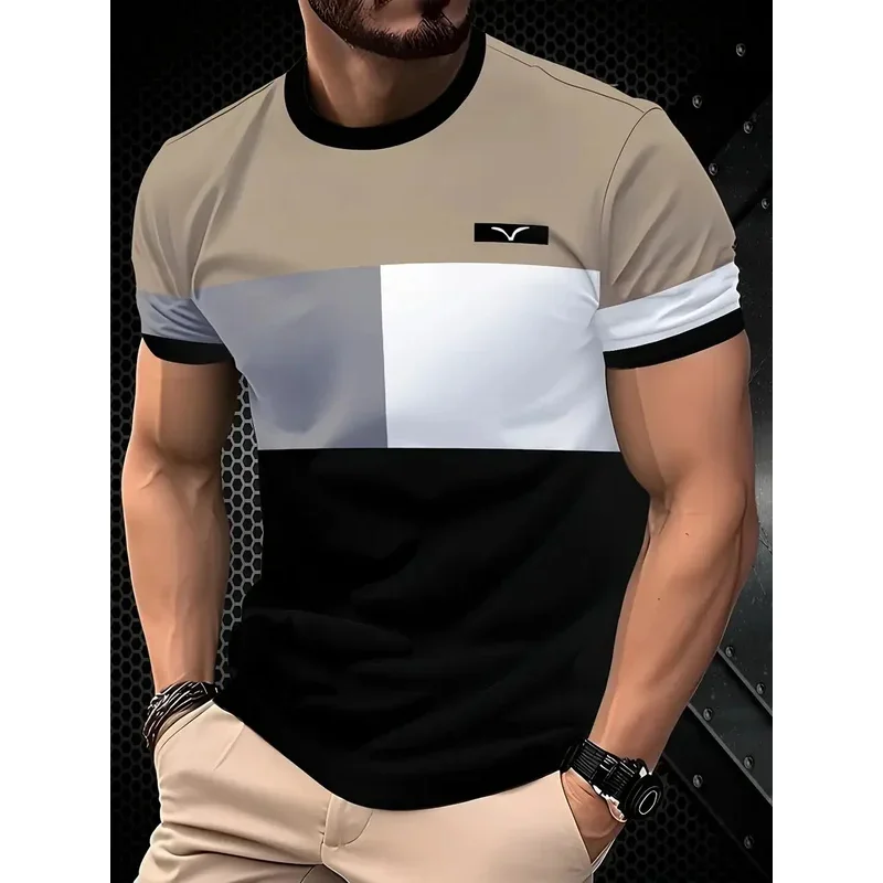 Summer classic men's T-shirt: Outdoor round-neck short-sleeved top with striped print, loose street men's T-shirt with additiona image 6