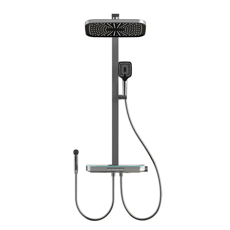

Constant temperature shower shower set for home supercharged digital display ambient light square tube piano keys