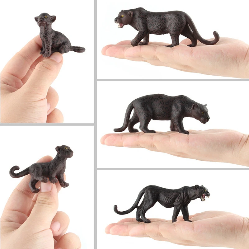 New Wild Feline Figurine Snow Leopard Black Panther Lynx Simulation Animal Model Action Figures Children Collect Toys Gifts