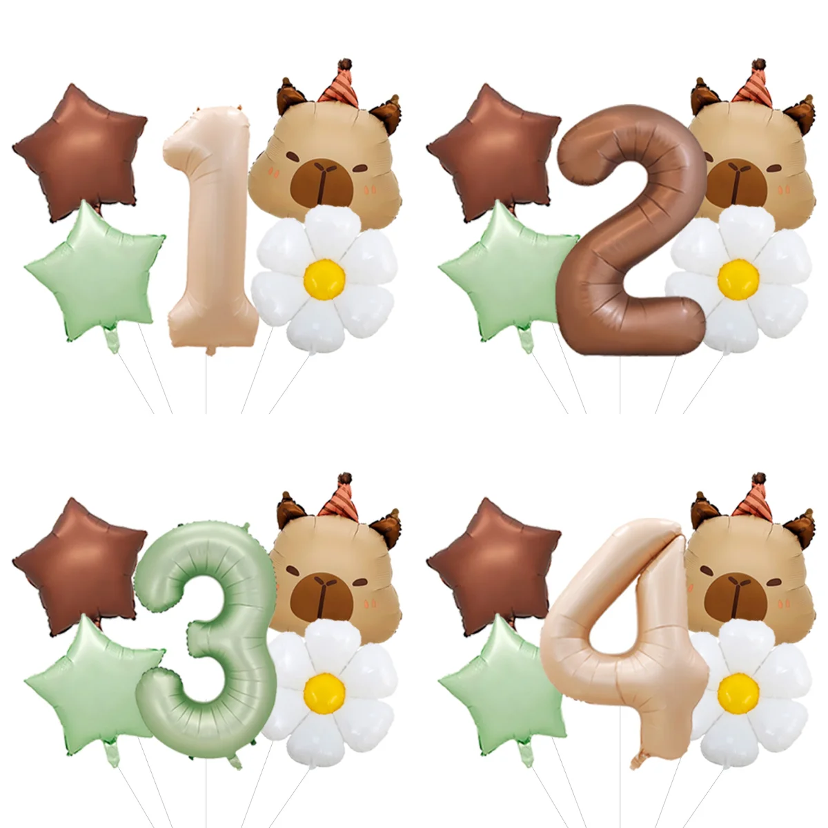 Retro Style Capybara Pattern Happy Birthday Balloon Garland Kit Vintage Print Balloons for Classic Birthday Parties