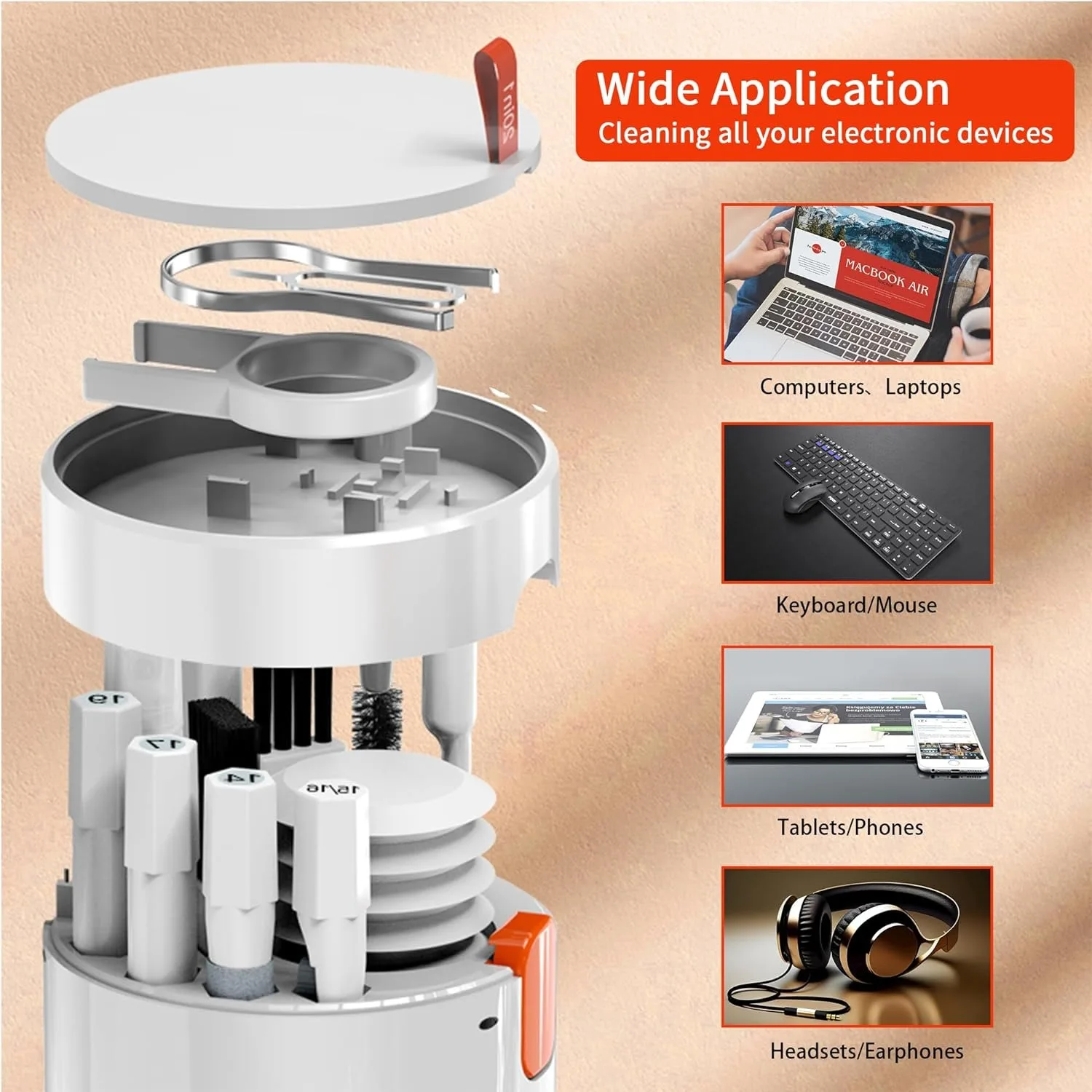 Cleaning Tool Set Is Suitable for iPhone Charging Ports and Crevice Brushes, AirPods Cleaning Sticks, Computer Keyboard Brushes,