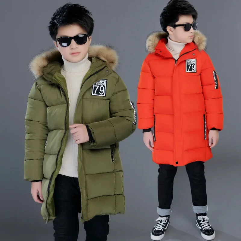 Winter Thicken Windproof Warm Kids Coat Waterproof Children Outerwear Cotton Filler Heavyweight Boys Jackets E4987