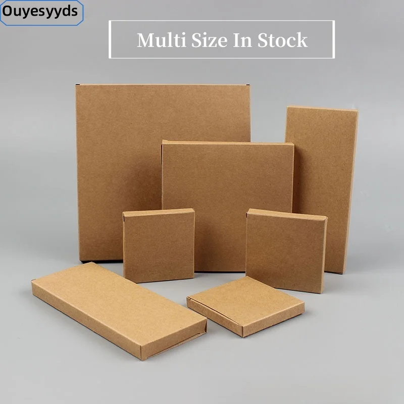 

20pcs Kraft Paper Cardboard Box Flat Style Multi Size Packaging Boxes For Facial Mask Postcard Photo Frame Package