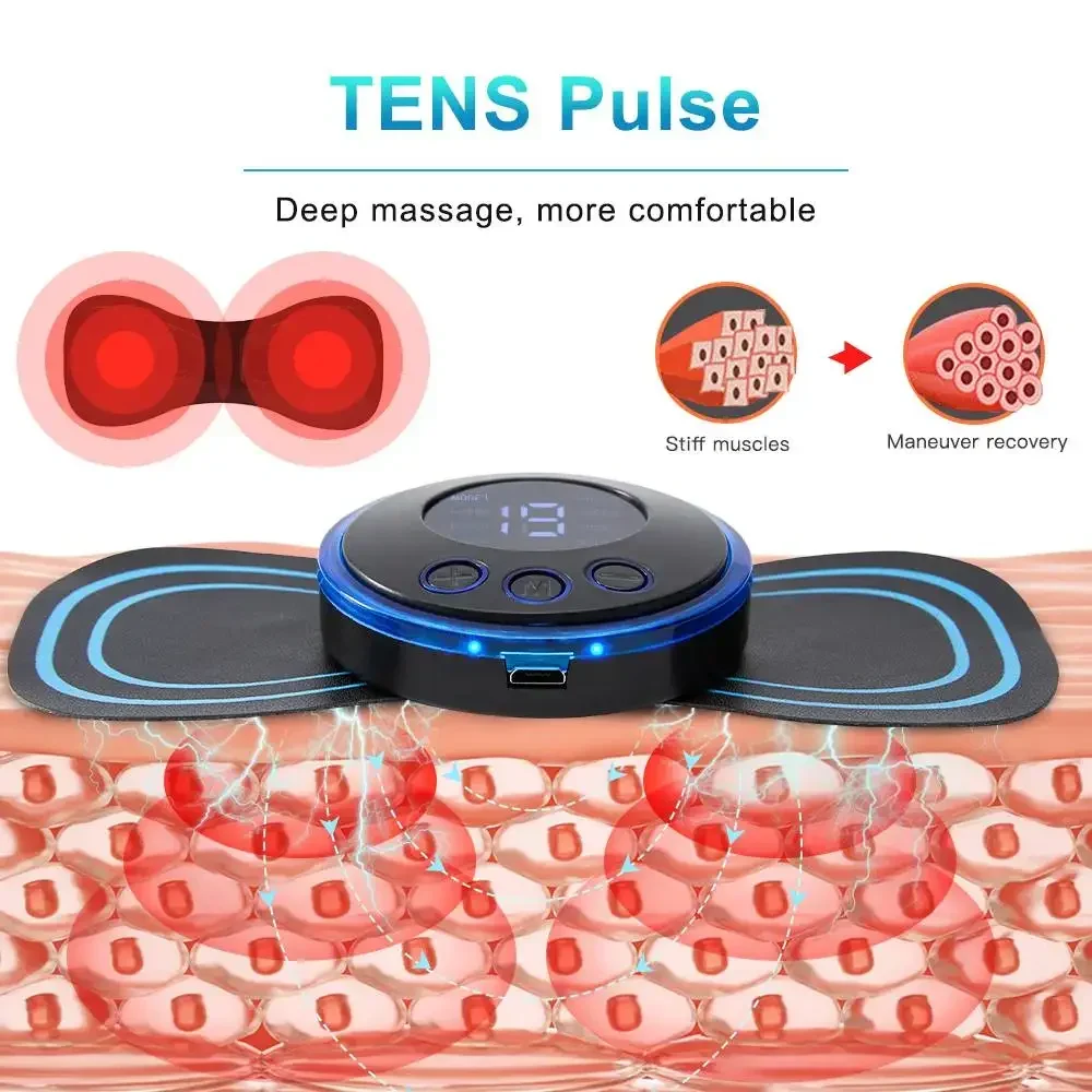 

Neck Mini Electric Lcd Massage Ems 8 Body Relief Patch Mode Massager Rechargeable Portable 1pc Back Display Pain Muscles Relax