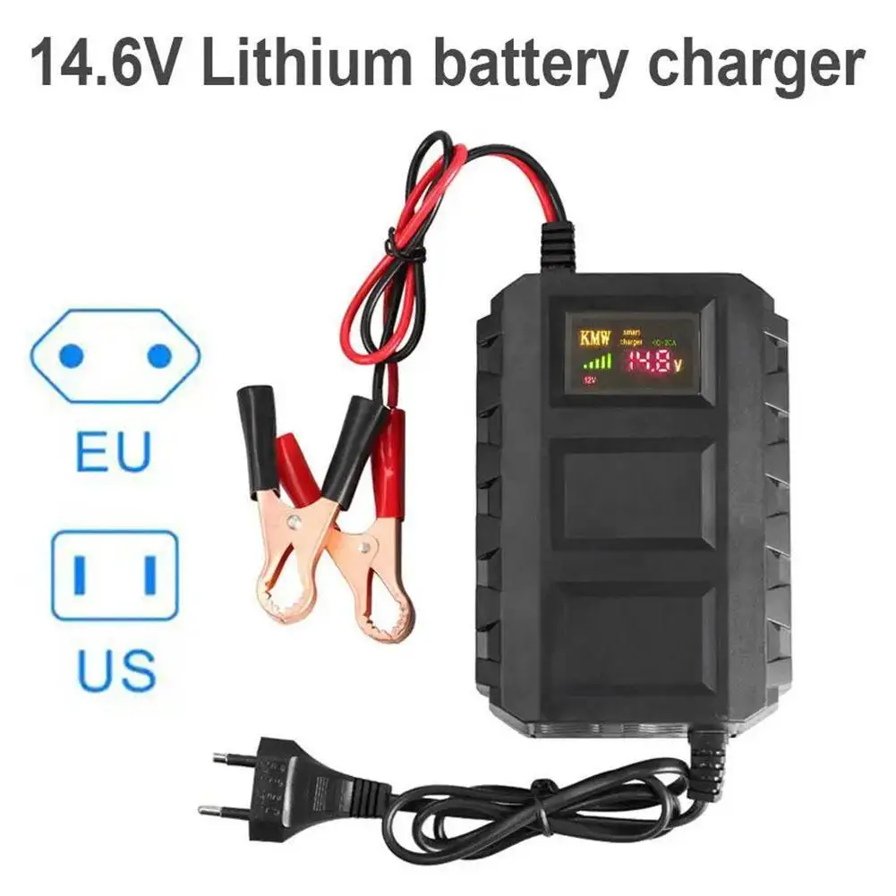 Automotive High-power Intelligent System Battery Charger 12.8V LiFePO4 Lead-acid Battery General Car Vehicle Maintenance Tools