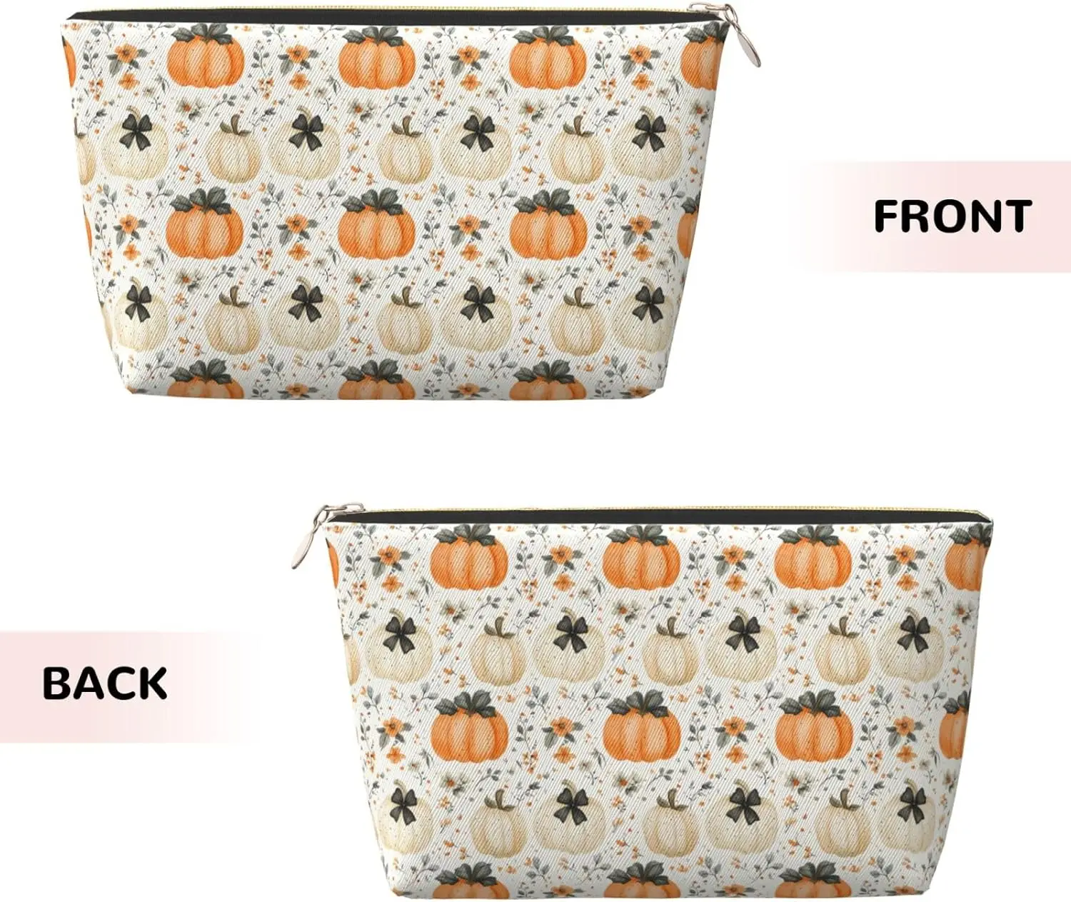 Cosmetic Bag Fall Botanical Pumpkin Thanksgiving Makeup Pouch Travel Toiletry Organizer Zipper Waterproof for Women