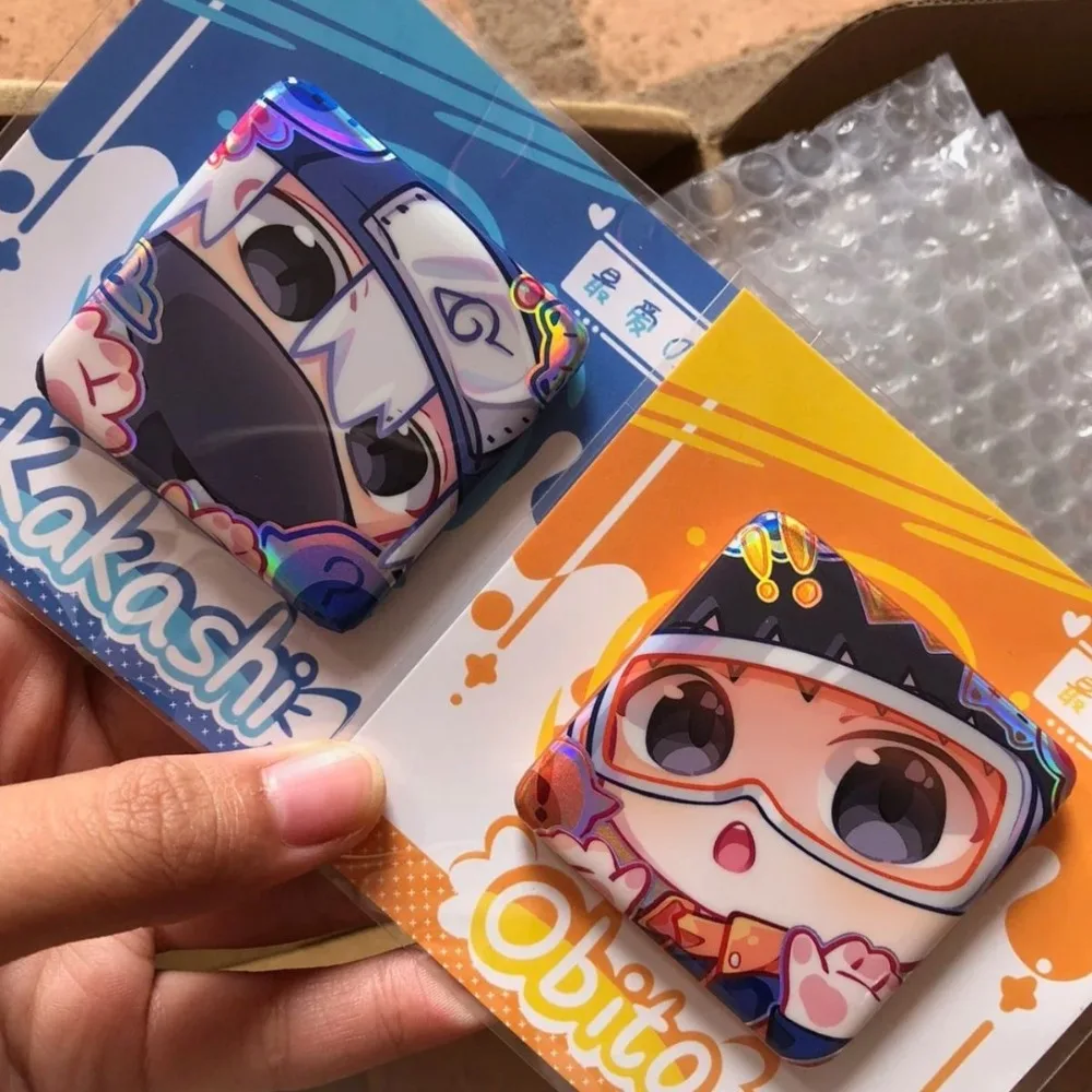 

New NARUTO Badge Hatake Kakashi Uzumaki Naruto Anime Peripheral Cute Originality Square Double Flash Brooch Schoolbag Pendant