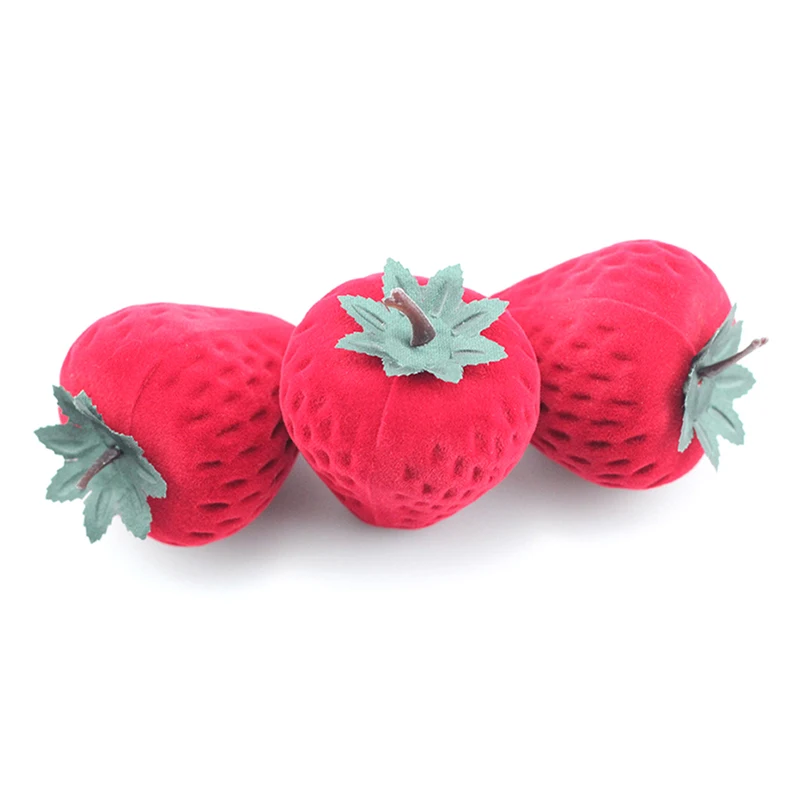 صندوق خاتم فراولة أحمر مخملي ، صندوق عرض مجوهرات يتدفقون ، هدية عيد الحب ، وردة شخصية ، صندوق تخزين خواتم على شكل قلب