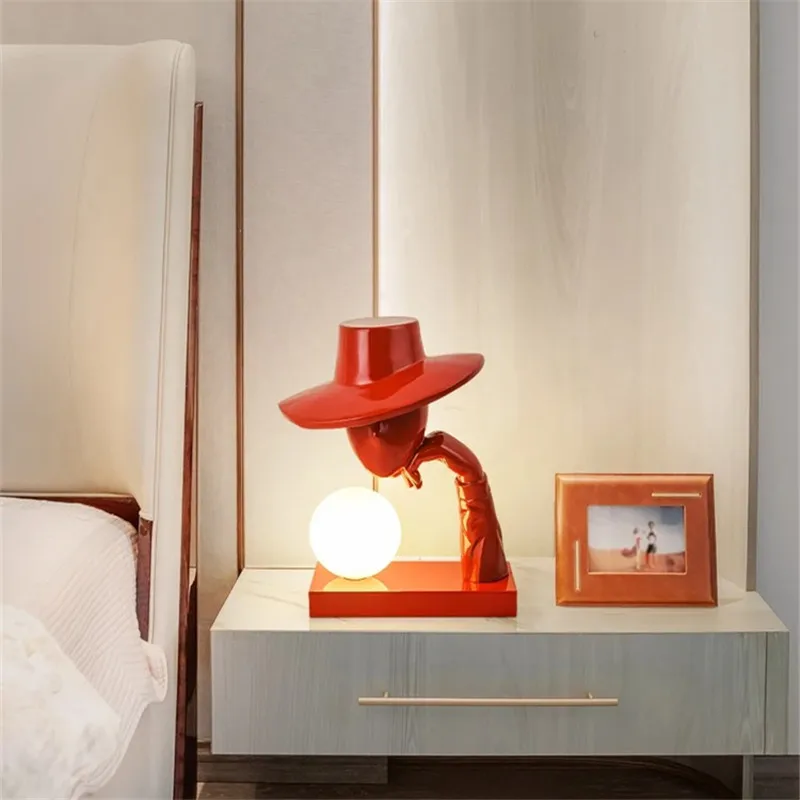 Artistic Humanoid Sculpture table lamp balloon lamp Resin Novelty lamp Living Room Bedroom Bedside Lamp colorful Ambient Light