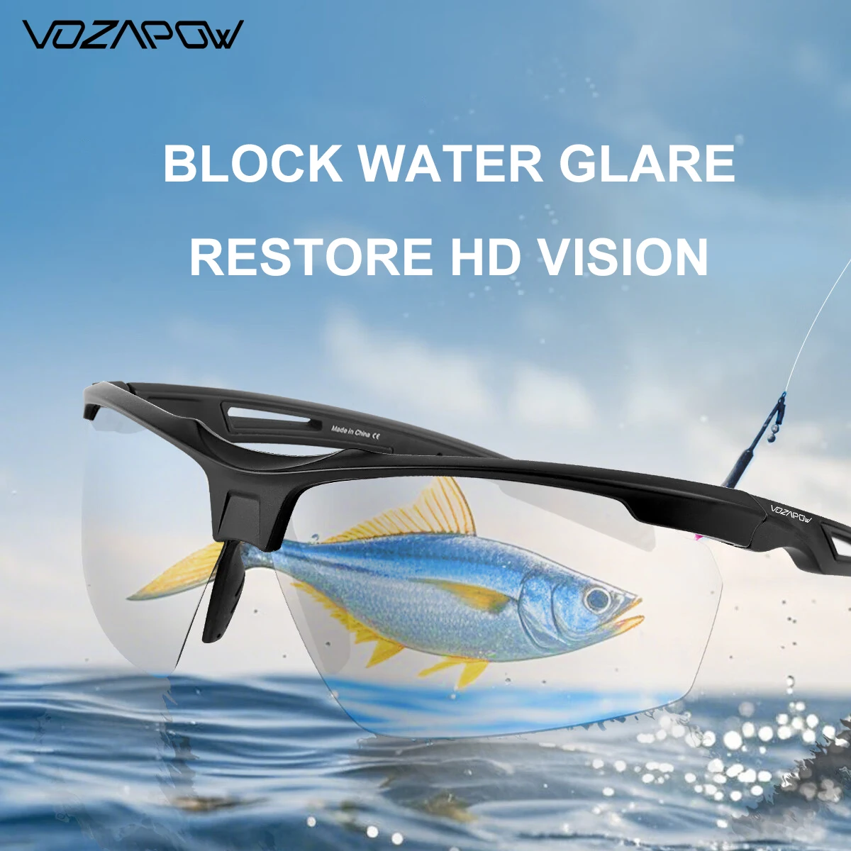 

Vozapow Professional Polarized Fishing Glasses UV400 Anti-Glare Sunglasses Windproof TR90 Frame HD Lens Ellipse Boating Eyewears