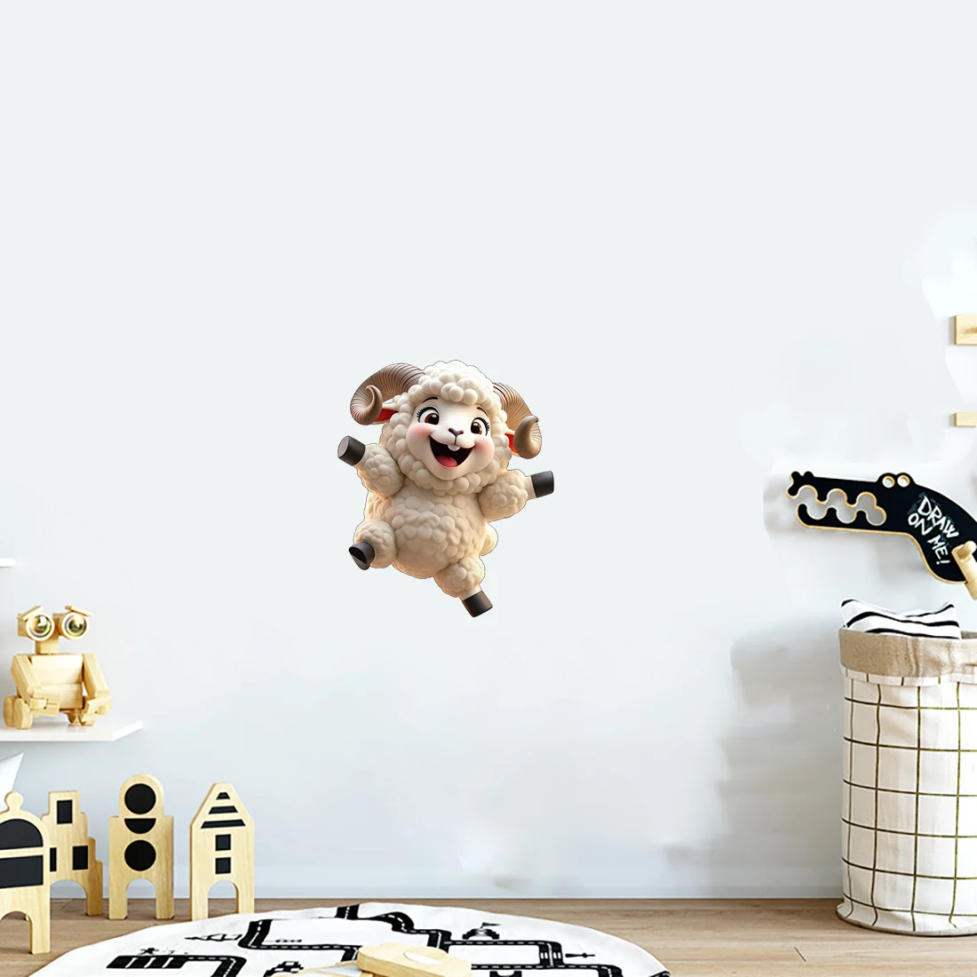 Three Ratels CC177 Funny cartoon lamb animal wall stickers decorate children's bedrooms with happy car decals