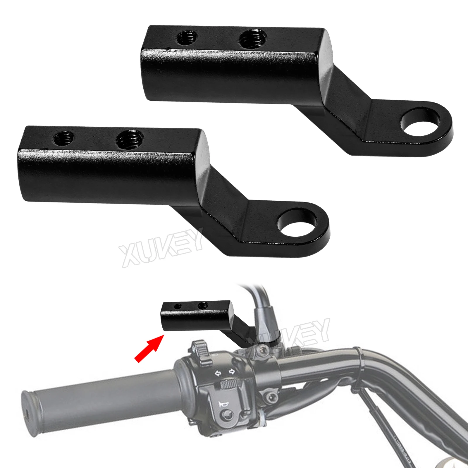 

2x Universal Motorcycle Bike Bicycle Scooter Rearview Scooter Mirror Work Light Mount Holder Adapter Expander Bracket Base Black