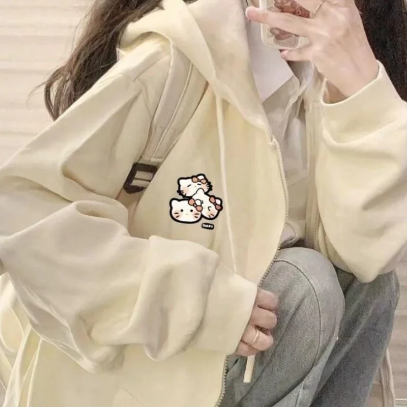 

Новинка 2025: Модный повседневный спортивный комплект Sanrio Hello Kitty – тонкая толстовка-кардиган с капюшоном в корейском стиле для женщин, весна-осень