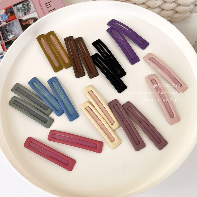 6Pcs/set Fashion Simple Colorful Frosted Hair Clips BB Clip For Women Girls Sweet Hairpins Bangs Side Clip Barrettes Headdress